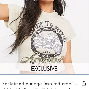 Reclaimed Vintage Crop Graphic T-Shirt Women’s Size Small Born to Ride